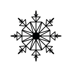 Fototapeta premium Modern Abstract Snowflake Icon in Black and White