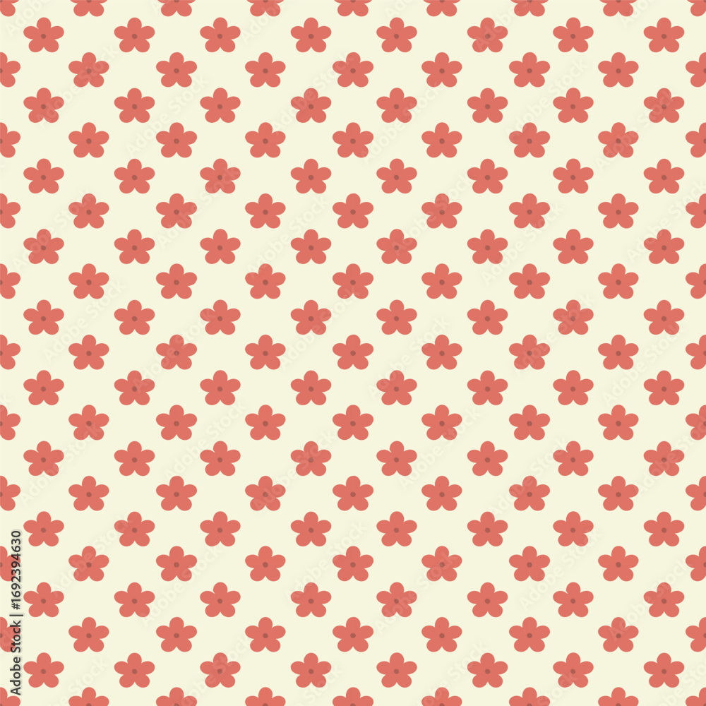 Poster simple flat style small red flower repeat pattern background template
