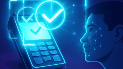 touchless invention concept. Facial recognition payment technology in a digital context. - Powered by Adobe