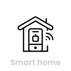 Smart Home Icon – Flat Vector Illustration Representing Connected House, Home Automation, IoT Technology, Security System, and Wireless Control for Apps, Infographics, and Web UI Design