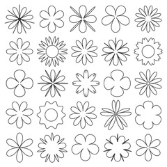 Set of Different Flowers to Color