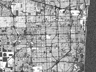 Obraz premium Black and white city map of Pembroke Pines, Florida, illustrated with fine detail and sketch textures.