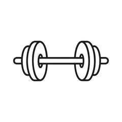 Barbell Fitness Outline Icon on White Background
