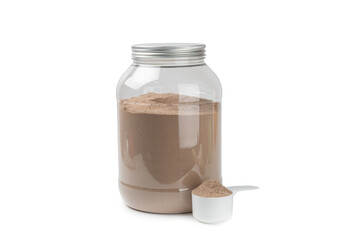 Protein powder.protein shake isolated on white background.Shaker bottle with protein.Food...