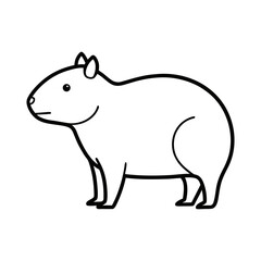 Capybara Animal Outline Illustration on White Background