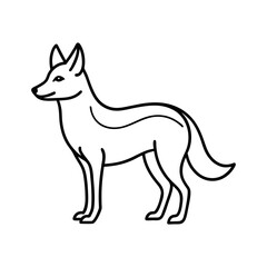 Funny Dingo Animal Outline Illustration on White Background