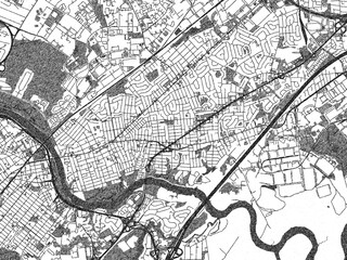 Fototapeta premium Stylized monochrome city map of Piscataway, New_jersey, created in a hand-drawn digital style with bold lines and shaded textures.