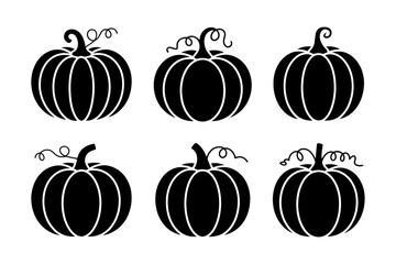 silhouettes of six pumpkins for harvest season decor