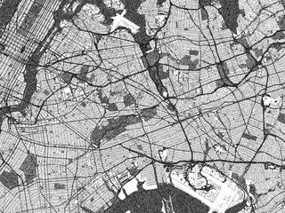 Fototapeta premium Black and white hand-drawn map of Queens New, York, designed as a decorative illustration.