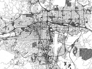 Obraz premium Decorative map of Reno, Nevada, rendered in sketch-like monochrome, ideal for posters and travel projects.