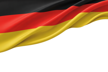 Realistic Germany Flag Waving Gently with Ample Copy Space Below on transparent background