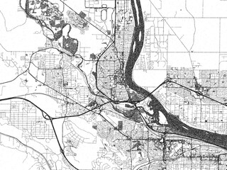 Obraz premium Sketch-style city map of Richland, Washington, in monochrome black and white, perfect for wall art and editorial use.
