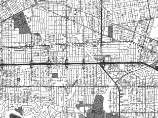 Fototapeta premium Decorative map of Rosemead, California, in hand-drawn digital style, balancing urban detail with a monochrome look.