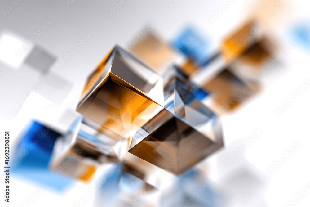 Poster colorful cubes create an abstract composition with reflections and light in a modern design setting