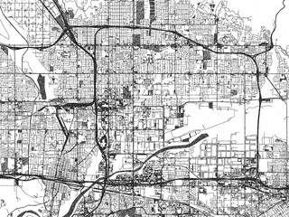 Obraz premium Artistic city map of San Bernardino, California, created in hand-drawn black and white for editorial or decorative projects.