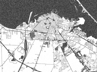Fototapeta premium Artistic city map of Sandusky, Ohia, drawn in a black and white sketch-like style, ideal for posters and wall art.