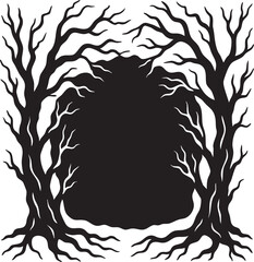 Dark tree silhouette frame