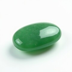 Polished jade stone with smooth surface texture, centered and isolated on a clean white background.