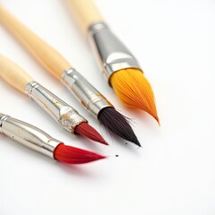 A bundle of artisan paintbrushes with visible dried paint, great for art branding, portfolios, and creative design projects.