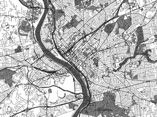 Obraz premium Artistic city map of Springfield, Massachusetts, created in hand-drawn black and white for editorial or decorative projects.