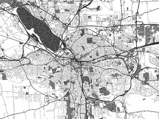 Naklejka premium Artistic city map of Syracuse New, York, created in hand-drawn black and white for editorial or decorative projects.