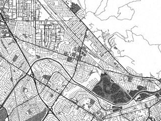 Obraz premium Sketch-style city map of Union City, California, in monochrome black and white, perfect for wall art and editorial use.