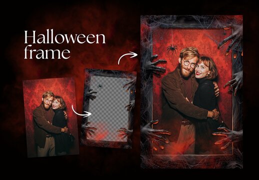 Halloween Photo Frame Flyer Template for Spooky Halloween Borders, Posters & Picture Frames
