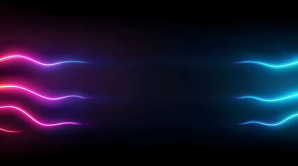 A dark backdrop featuring vibrant neon waves that transition from pink and purple to blue and cyan, evoking a sense of energy and dynamism, perfect for tech themes.