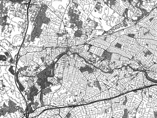 Fototapeta premium Urban map of Waltham, Massachusetts, illustrated in monochrome with a strong grid and shaded elements.