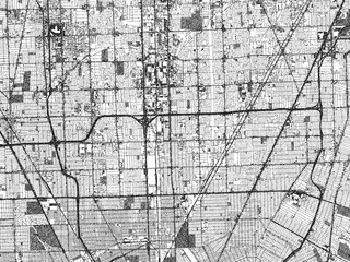 Fototapeta premium Black and white city map of Warren, Michigan, illustrated with fine detail and sketch textures.