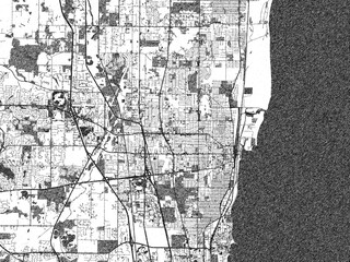 Naklejka premium Artistic city map of Waukegan, Illinois, drawn in a black and white sketch-like style, ideal for posters and wall art.