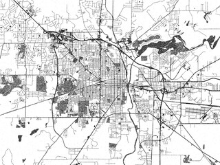Naklejka premium Sketch-style city map of Albany, Georgia, in monochrome black and white, perfect for wall art and editorial use.