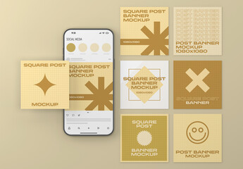 Social Media Square Posts Banners Mockup