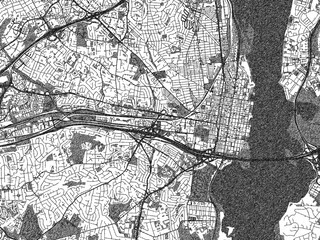Fototapeta premium Illustrated monochrome map of Alexandria, Virginia, created in a hand-drawn digital style for decorative and editorial use.