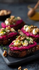 Beetroot and Walnut Crostini - A Delicious Appetizer.