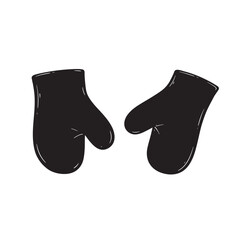 black and white silhouette of pot holders or oven mitts vector on white background