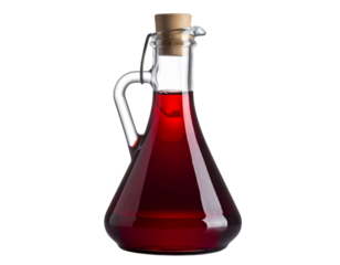  Glass Carboy Filled with Red Wine and Airlock Tube, Side Angle, isolated