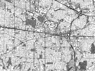 Fototapeta premium Hand-drawn style black and white city map of Beaverton, Oregon, showing its urban design in an artistic layout.