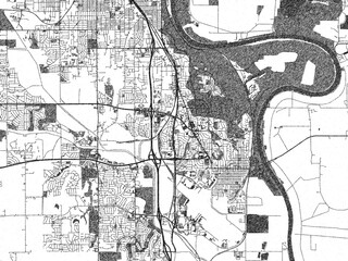 Naklejka premium Stylized illustration of Bellevue, Nebraska, showing its roads and neighborhoods in sketch-like black and white.