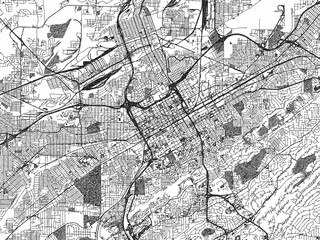 Naklejka premium Decorative map of Birmingham, Alabama, rendered in sketch-like monochrome, ideal for posters and travel projects.