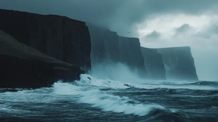 Fototapeta premium Stormy coastline cliffs