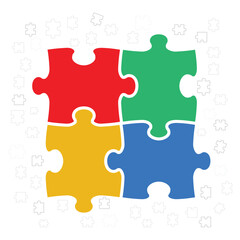 Hand drawn colored heart for world autism awareness day with puzzle pieces