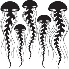 Jellyfish Silhouette Vector Illustration