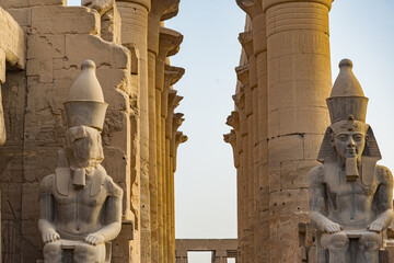 The main central corridor of the temple of Luxor, Egypt, dedicated to the god named 