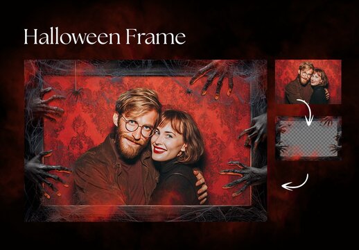 Halloween Photo Frame Flyer Template for Spooky Halloween Borders, Posters & Picture Frames