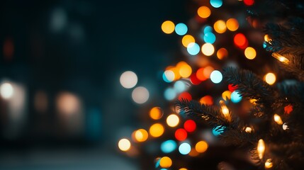 カラフルなイルミネーションで装飾されたクリスマスツリー