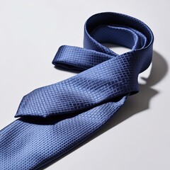 Folded silk tie with visible weave texture, isolated on a white background, perfect for fashion or e-commerce.