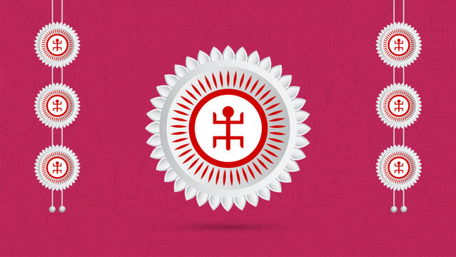 Durga Puja festive background featuring the traditional Bengali Chandmala, a decorative ornament used for pandal decoration during the festival