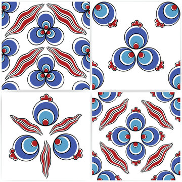 Traditional Turkish Iznik tile pattern with floral and geometric motifs, seamless ornamental background for interior, textile and ceramic design.