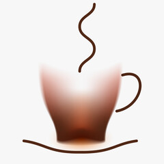 Espresso coffee cup silhouette. Creative minimal composition with gradient blurred and line elements. Modern abstract fashion vector illustration.